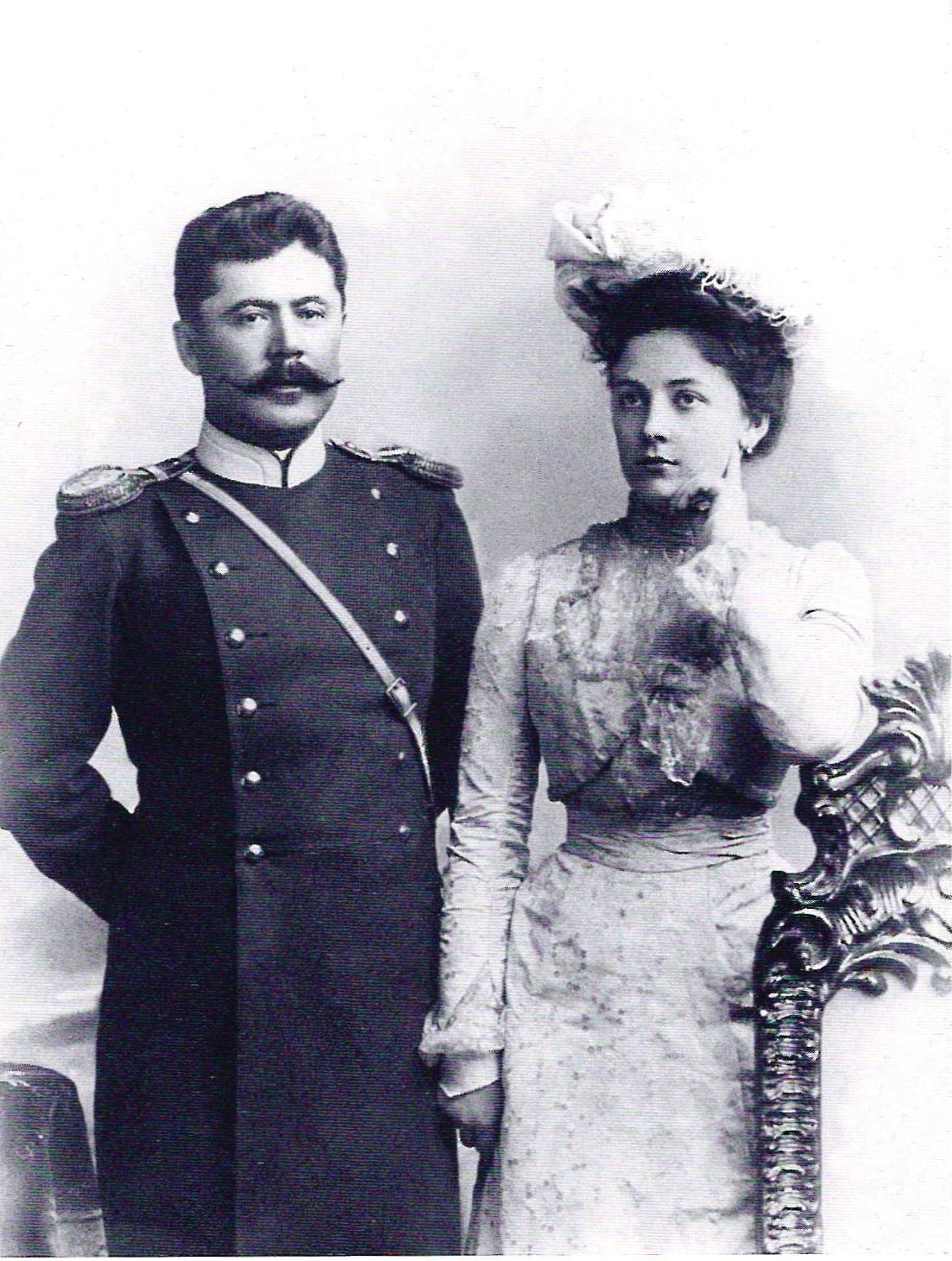 Антаніна Якаўлеўна (у дзявоцтве Кнотэ) з мужам Р.Ф. фон Крэтчам. Гродна, 1902